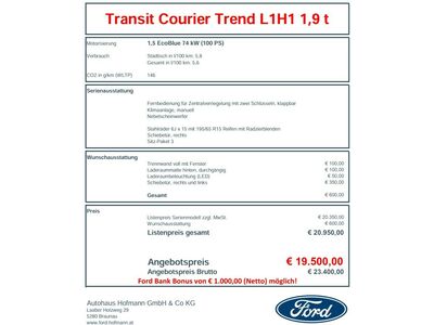 Ford Transit Courier Neuwagen Ford Transit Courier Neuwagen