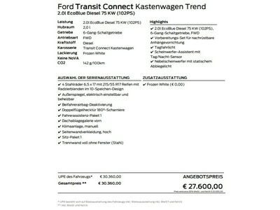 Ford Transit Connect Neuwagen Ford Transit Connect Neuwagen