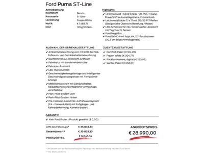 Ford Puma Neuwagen Ford Puma Neuwagen