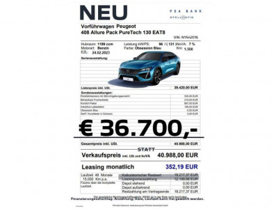 Peugeot 408 Vorführwagen