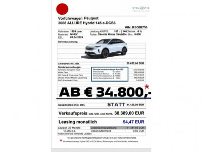 Peugeot 3008 Vorführwagen Peugeot 3008 Vorführwagen
